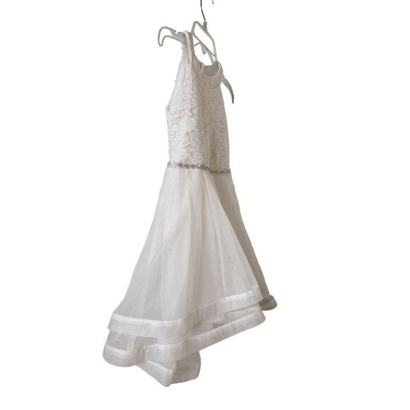 Girls' White Dress Sz 5 Rhinestone Trimmed Glitter Lace Bodice Formal Pagent NWO - Picture 6 of 8